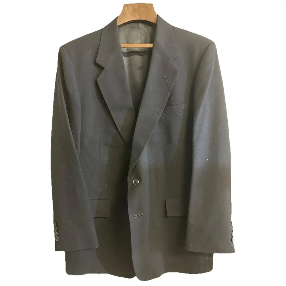 Arnie Suit Coat Deep Navy Blue Blazer Mens 44 Vtg 70s Sport Jacket Wool